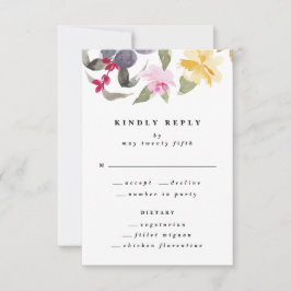 Cartão RSVP Dramatic Watercolor Florals Casamento