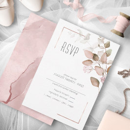 Cartão RSVP Dreamy Foliage Wedding Blush Pink ID817