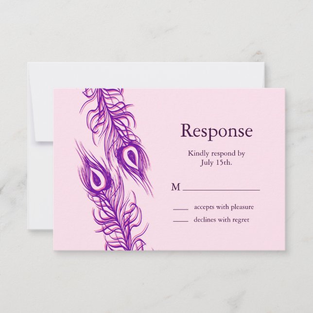 Cartão RSVP Duas Penas de Peacock (Frente)