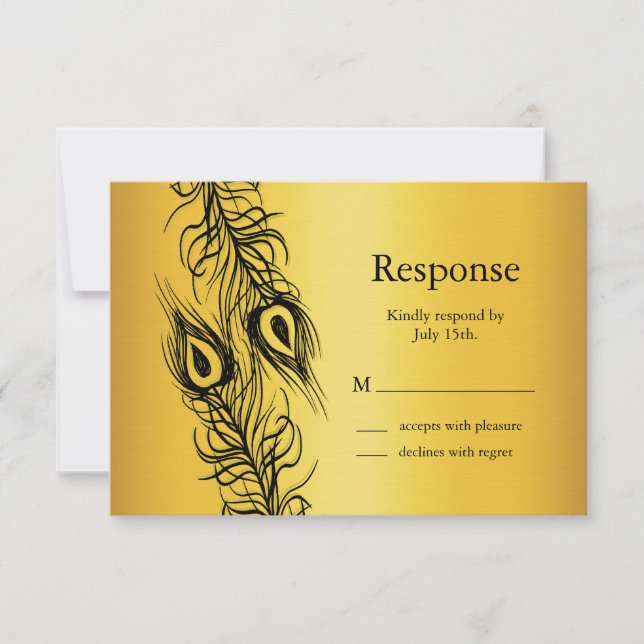 Cartão RSVP Duas Penas de Peacock (Frente)