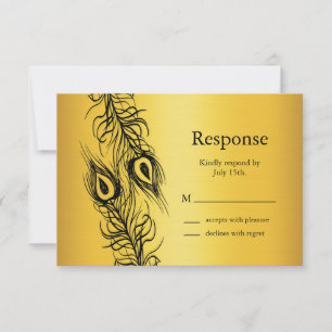 Cartão RSVP Duas Penas de Peacock