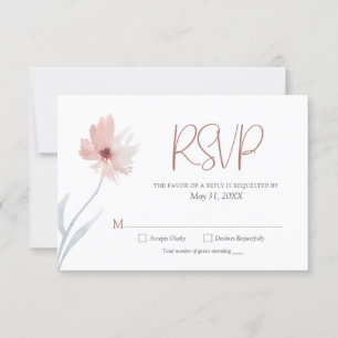 Cartão RSVP Dusty Blue Coral Blush Copper Geométrico