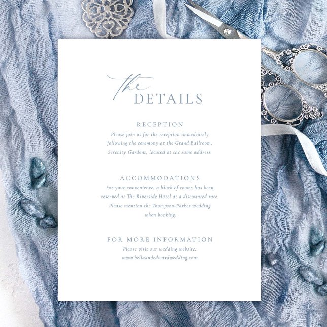 Cartão RSVP Dusty Blue Details Wedding Card (Criador carregado)
