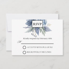 Cartão RSVP Dusty Blue e Marinho Wedding