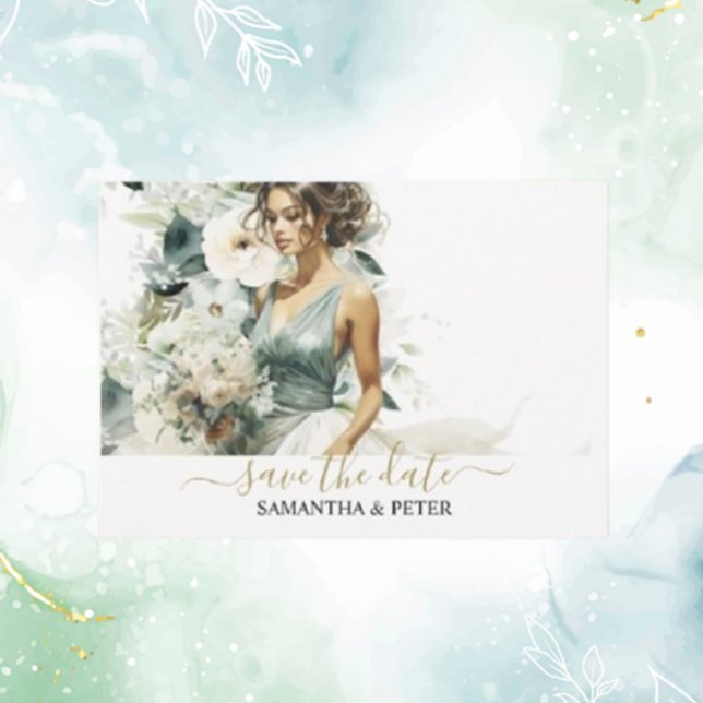 Cartão RSVP Dusty Blue Eucalyptus Dourado (Set the tone for your special day with our Dusty Blue Eucalyptus Gold RSVP card)