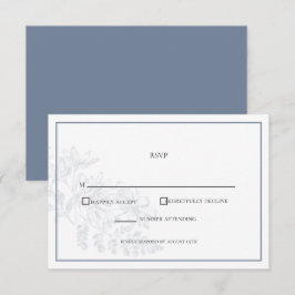 Cartão RSVP Dusty Blue Floral Simples Casamento