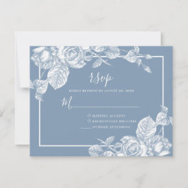 Cartão RSVP Dusty Blue Floral Wedding