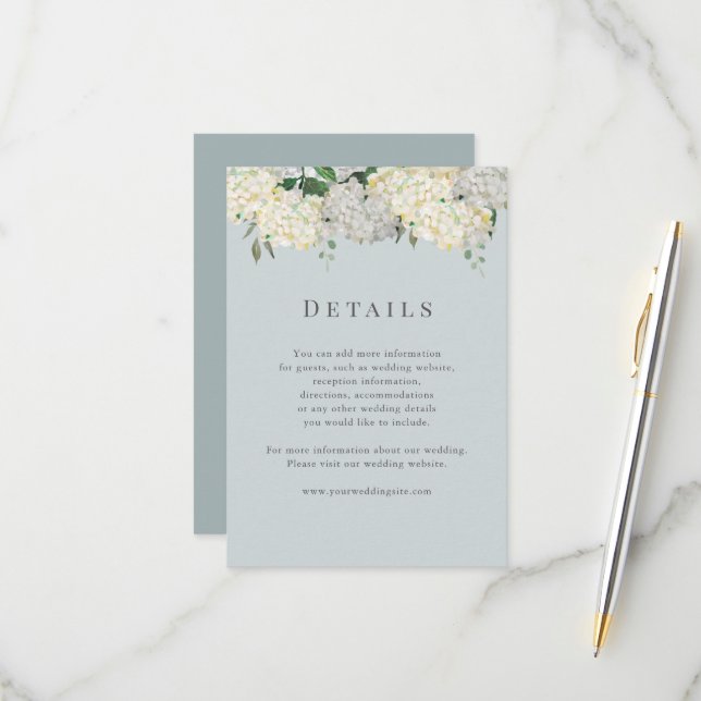 Cartão RSVP Dusty Blue Hydrangea Wedding Details (Frente/Verso In Situ)