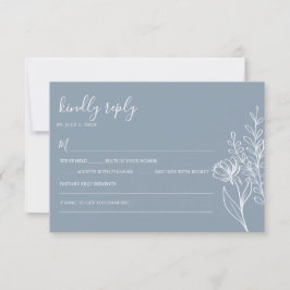 Cartão RSVP Dusty Blue Modern Minimalista Casamento Elegante