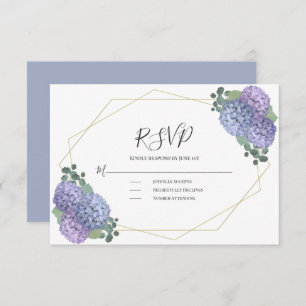 Cartão RSVP Dusty Blue Watercolor Casamento Geométrico