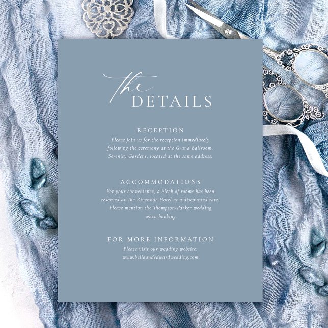 Cartão RSVP Dusty Blue Wedding Details Card (Criador carregado)
