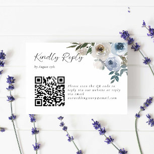 Cartão RSVP Dusty Blue Wedding Floral gentilmente Responder Có