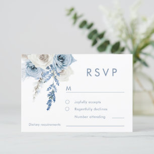 Cartão RSVP Dusty Blue & White Floral Weding