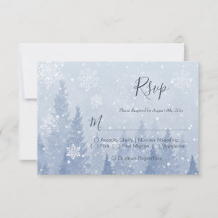 Cartão RSVP Dusty Blue Winter Watercolor