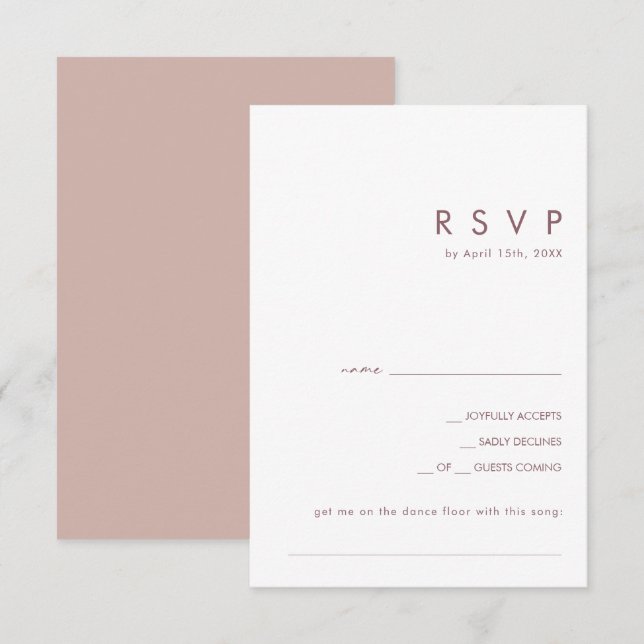 Cartão RSVP Dusty Boho | Rosa e Pedido de Canções Roxas (Frente/Verso)