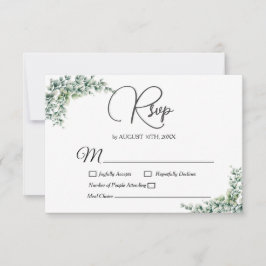 Cartão RSVP Dusty Eucalyptus Wreath Greenery Foliage Casamento