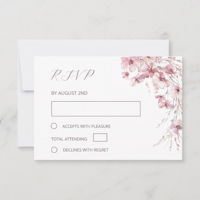 Cartão RSVP Dusty Pink Boho Floral Wedding (Frente)