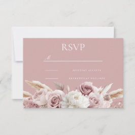 Cartão RSVP Dusty Pink e Blush Rosa Floral Casamento