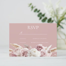 Cartão RSVP Dusty Pink e Blush Rosa Floral Casamento