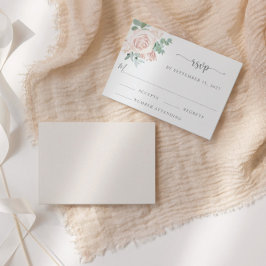 Cartão RSVP Dusty Rosa Blush Eucalyptus Greenery Casamento Ros