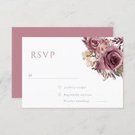 Cartão RSVP Dusty Rosa & Burgundy Boho Casamento Floral