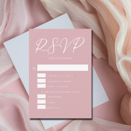 Cartão RSVP Dusty Rosa cor-de-rosa Opções de Refeições de Casa