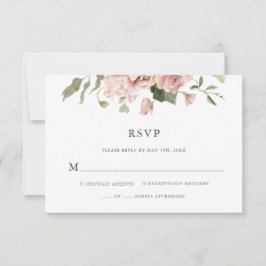 Cartão RSVP Dusty Rosa Floral Wedding