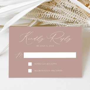 Cartão RSVP Dusty Rosa Modern Elegance Wedding