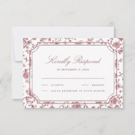 Cartão RSVP Dusty Rose and White Chinoiserie Wedding