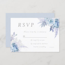 Cartão RSVP Dusty Sky Blue Divine Casamento Floral
