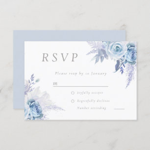 Cartão RSVP Dusty Sky Blue Divine Casamento Floral