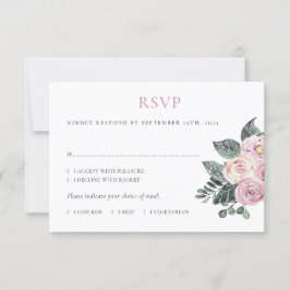 Cartão RSVP Dusty Watercolor Rosa Rosa Blush Casamento Floral
