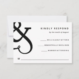 Cartão RSVP E comercial Caprichoso   Casamento Preto e Branco