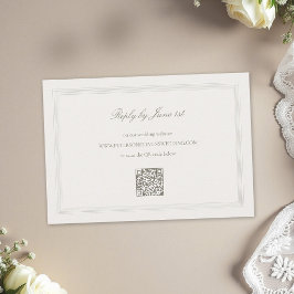 Cartão RSVP Ecru Formal Romance Moderno Clássico Triplo Casame