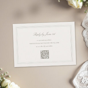 Cartão RSVP Ecru Formal Romance Moderno Clássico Triplo Casame