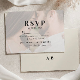 Cartão RSVP Editorial Ivory Photo Wedding