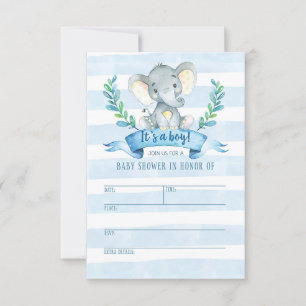 Cartão RSVP Elefante - Chá de fraldas Invocando Selva