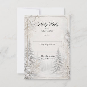 Cartão RSVP Elegância Atemporal de Casamento Floresta de Inver
