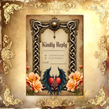 elegância celta com coração e asas.