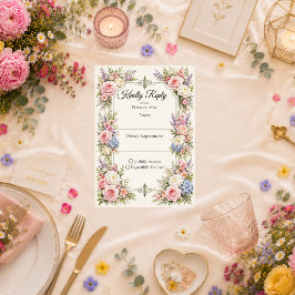 Cartão RSVP Elegância de Jardim Pastel Romântico para Casament