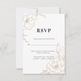 Cartão RSVP Elegância de Mármore Dourado