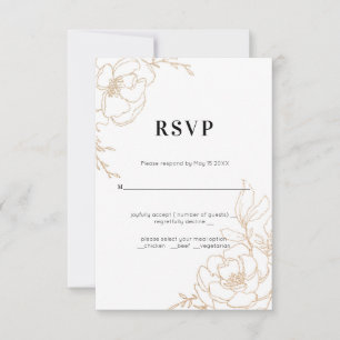 Cartão RSVP Elegância de Mármore Dourado
