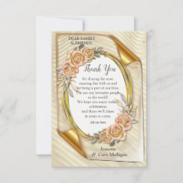 Cartão RSVP Elegância Elegante Dourada e Rosas Folhas e Pássar