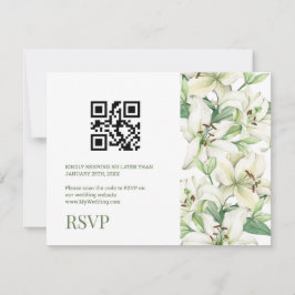 Cartão RSVP Elegância Flor de LILY Código QR