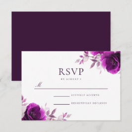 Cartão RSVP Elegância Roxa Ametist & Indigo, Casamento Lilac