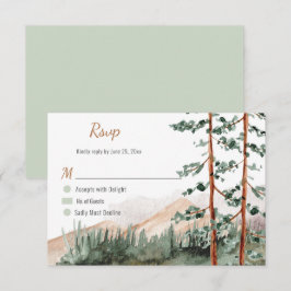 Cartão RSVP Elegância Rústica Montanhas Floresta Pinheiros Spr