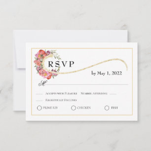 Cartão RSVP Elegância Simples, Floral