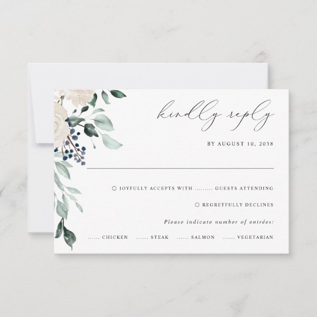 Cartão RSVP Elegância Verde Esmeralda Casamento (Frente)
