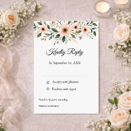 Cartão RSVP Elegant Anemone Wildflower Botanical Wedding 
