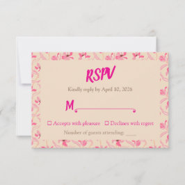 Cartão RSVP Elegant Beige & Blush Pink Floral Wedding 2.0
